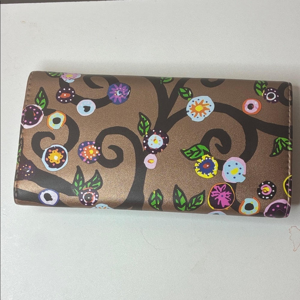 St Jude Rose Metallic Gold Trifold Travel Jewelry Pouch Flower Vine 4”x8” - Picture 3 of 8